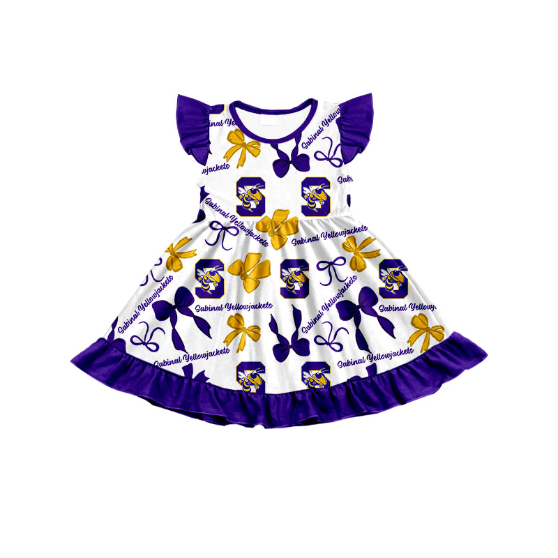 ( Moq 5 each style ) Baby Girl Toddler Bees Team Bows Sibling Dress Set