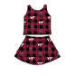 ( Moq 5 each style ) Baby Boy Girl VT Team Black Red Plaid Sibling Shirt Set