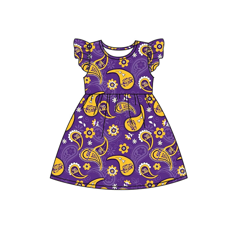 ( Moq 5 each style ) Baby Girl Toddler Purple Team Sibling Dress Set