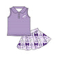 ( Moq 5 each style ) Baby Boy Girl Toddler Team Purple Bows Sibling Shirt Dress Set