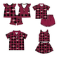 ( Moq 5 each style ) Baby Boy Girl VT Team Black Red Plaid Sibling Shirt Set
