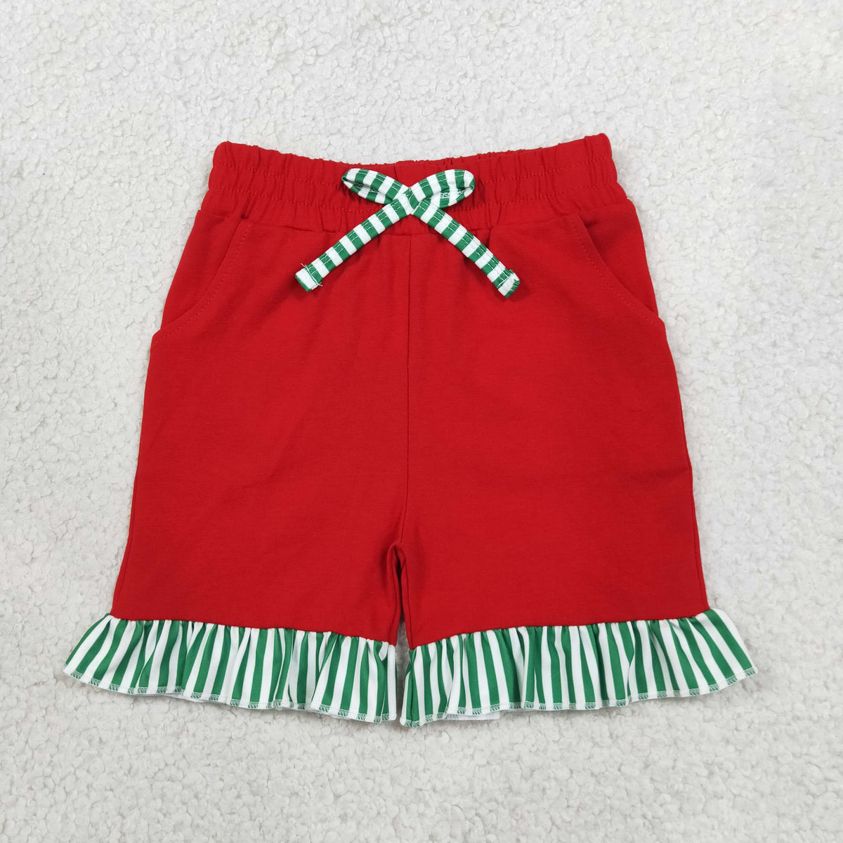 Baby Girls Kids Bows Pockets Ruffle Shorts Bottoms Red Clothes RTS