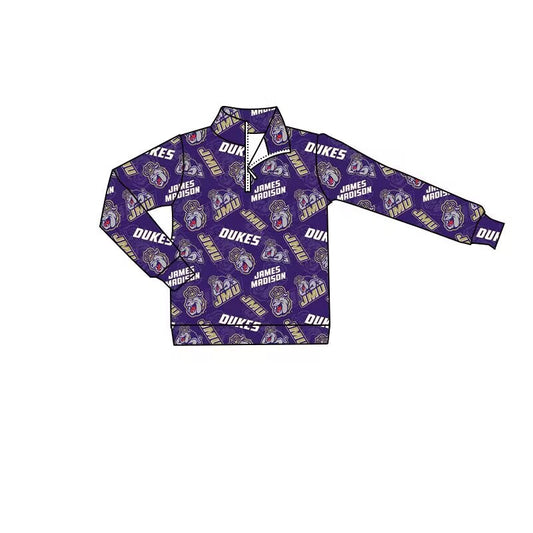Baby Boy Long Sleeves Team Zipper Pullover Purple Shirt Tops Moq 5