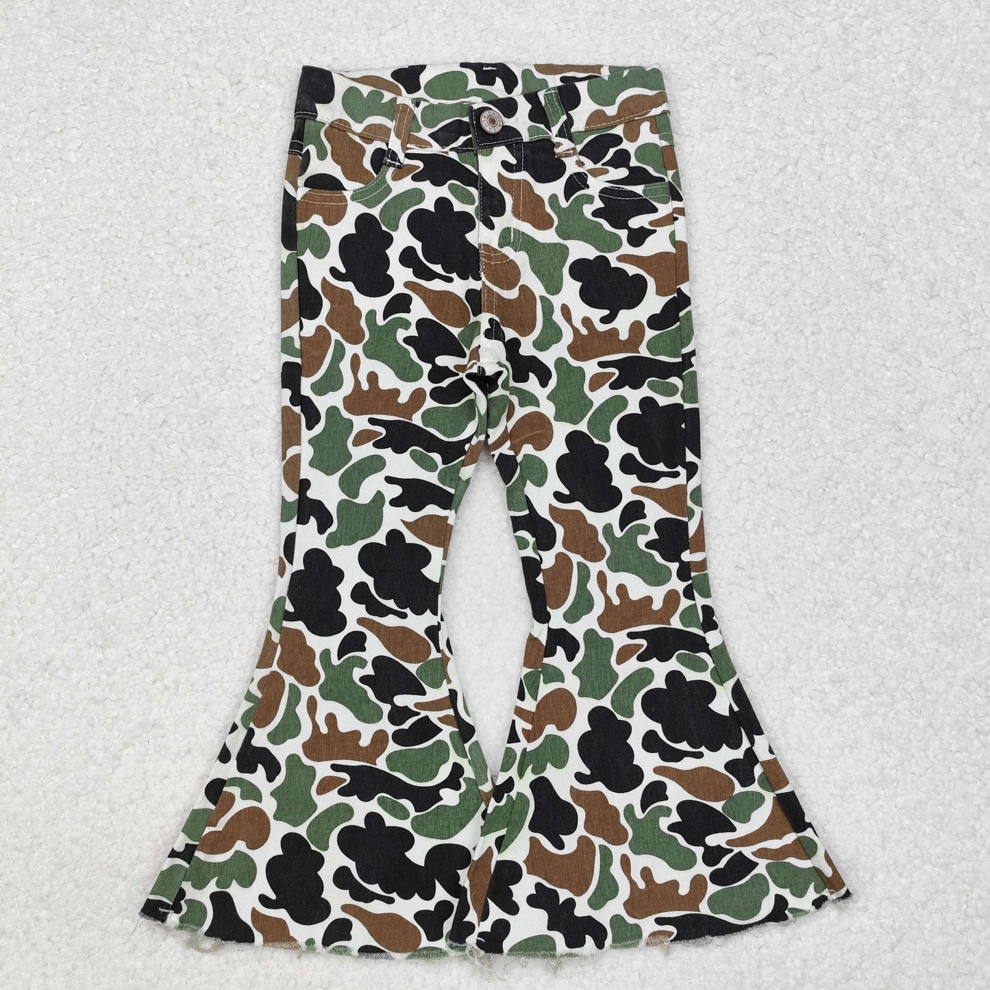 Baby Girl Brown Camo Bell Flare Denim Pants