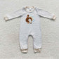 LR0429 Baby Boy Thanksgiving Embroidery turkey Long Sleeves One Piece Romper