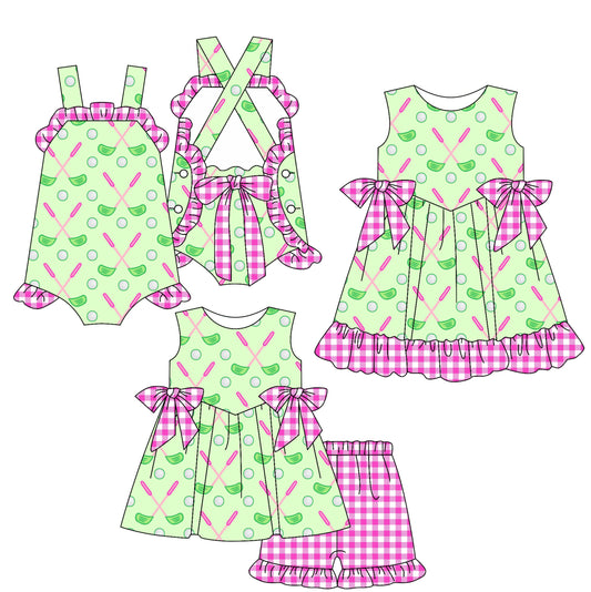 Baby Girl Golf Bows Sibling Romper Dress Set ( Moq 5 Each Style ) 2.17