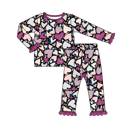 Baby Girl Long Sleeves Hearts Shirt Pants Pajamas Set