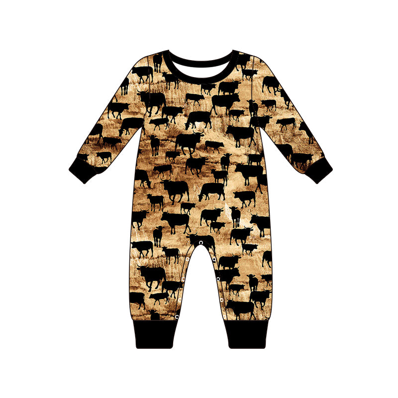 Baby Boy Infant Western Cow Long Sleeves Romper