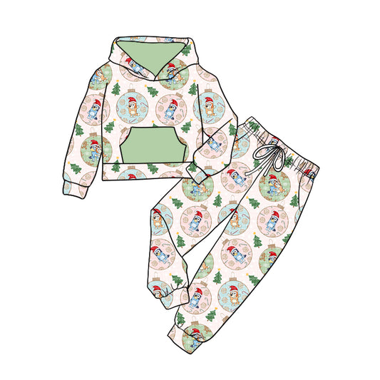 Baby Kids Toddler Long Sleeves Dogs Christmas Tree Hoodie Shirt Pants Set