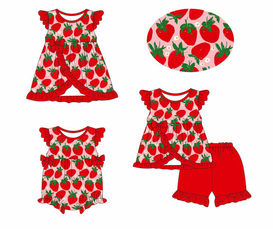 Baby Girl Strawberry Bows Sibling Romper Dress Set ( Moq 5 Each Style ) 1.13