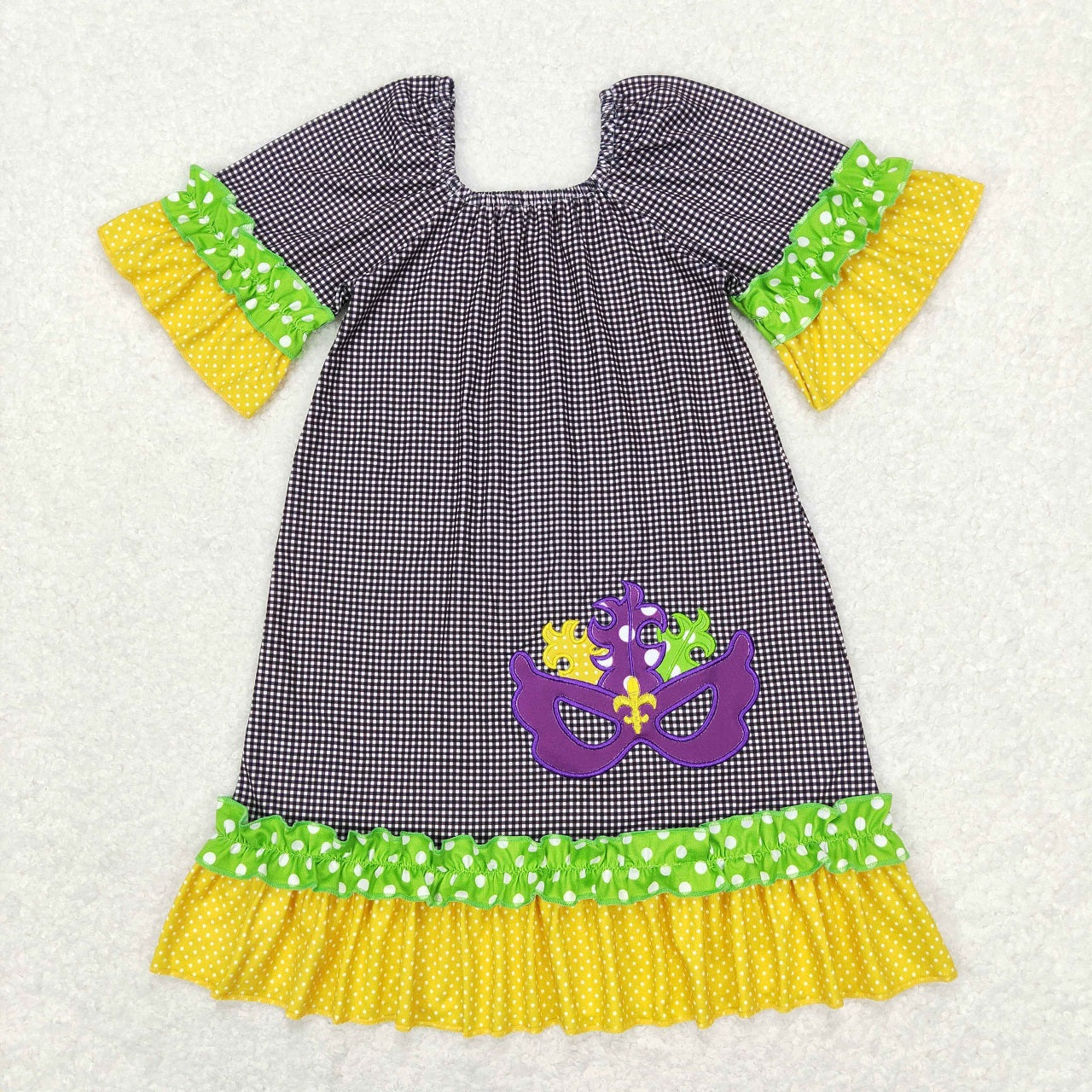 GSD0499 Baby Girl Embroidery Mardi Gras Dress