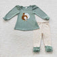 Sibling Girls Toddler Fall Embroidery turkey Tunic Pants Thanksgiving Set Clothes RTS