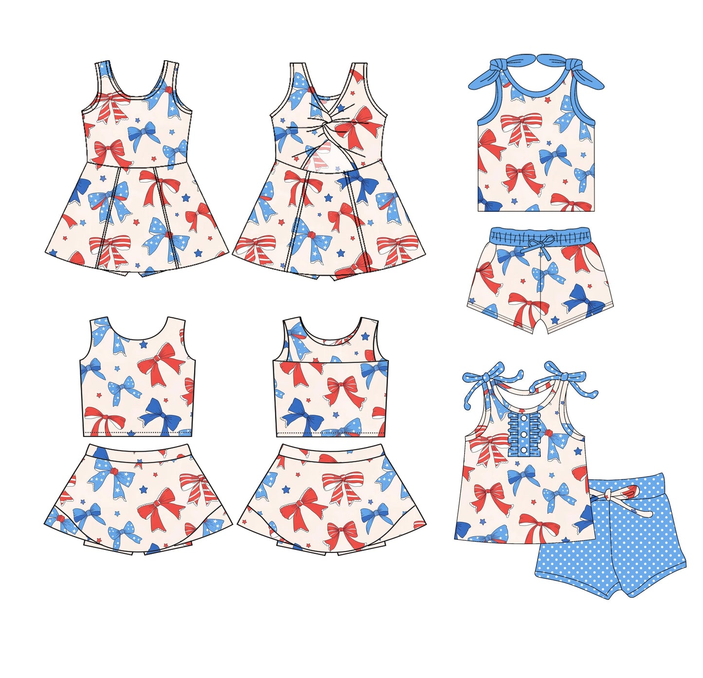 Baby Girl July 4th Bows Sibling Dress Set ( Moq 5 Each Style ) 3.5
