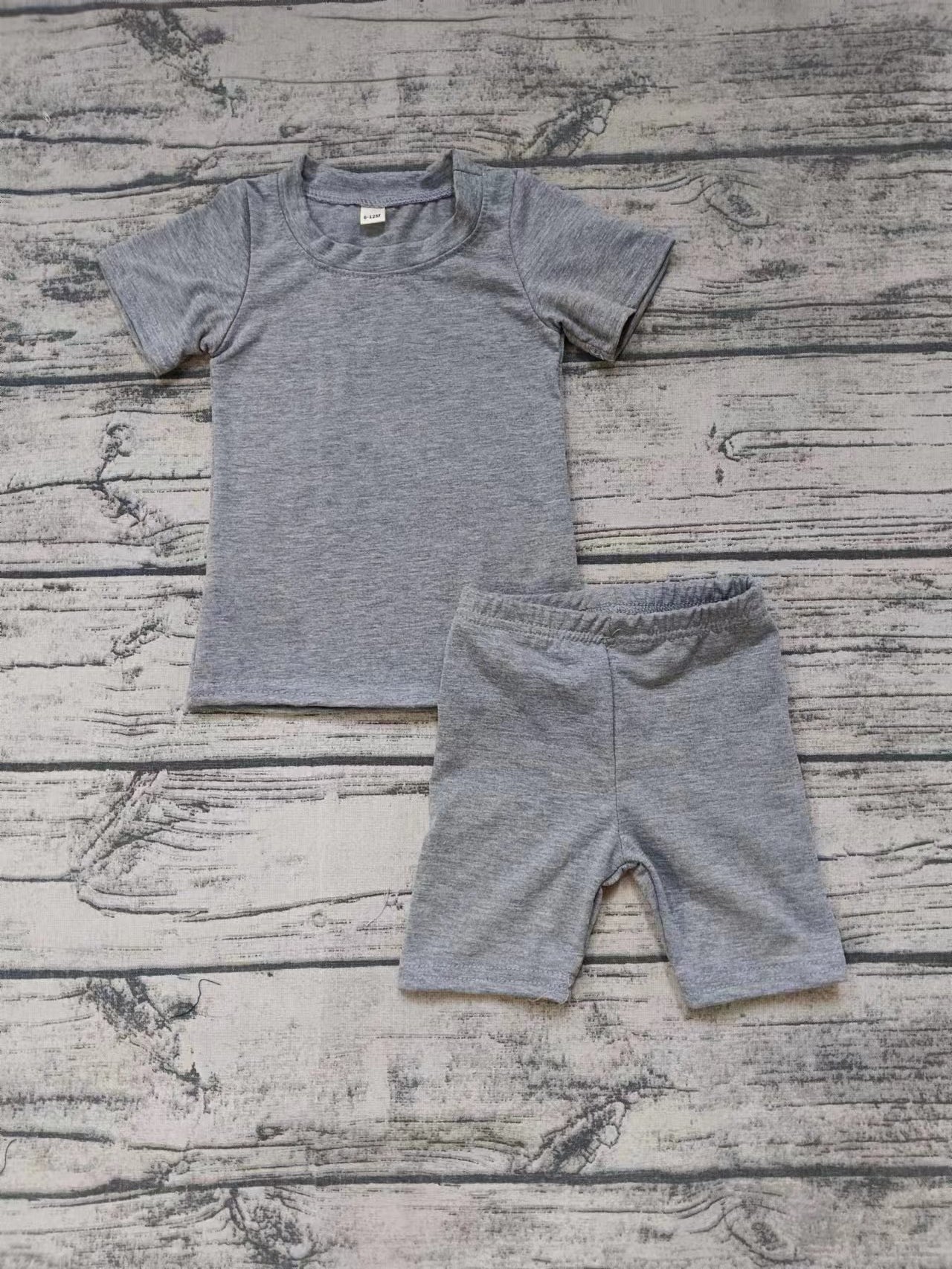 Moq 5 Baby Kids Short Sleeves Shirt Shorts Cotton Grey Set