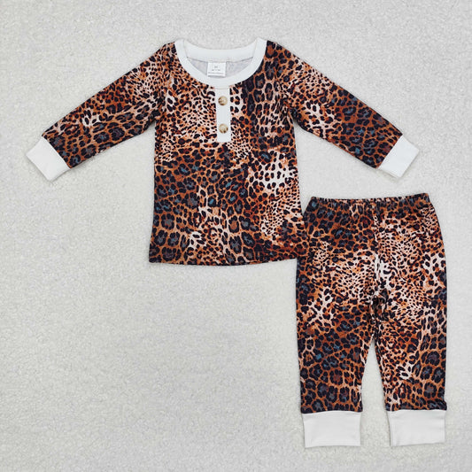 Baby Girl Long Sleeves Leopard Shirt Pants Pajamas Clothes Set