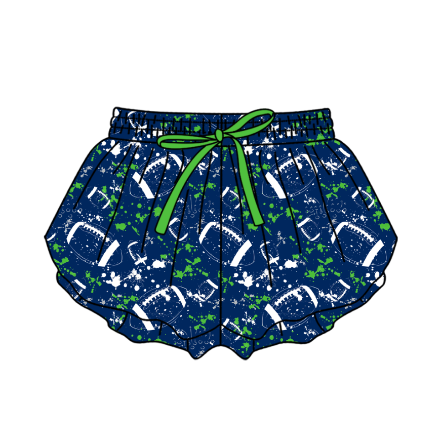 ( Moq 5 Each Style ) Baby Boys Girls Kids Football Sibling Shorts Romper Green Bows Dresses Set Team Clothes