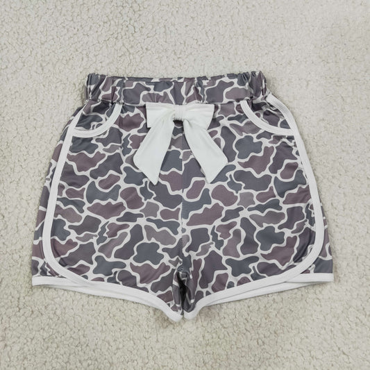 Sibling Baby Girls Bows Pockets Camo Shorts Summer Bottoms Clothes RTS