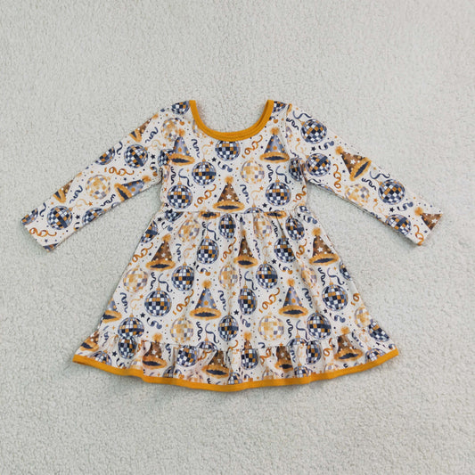 Baby Girls Kids Long Sleeves Happy New Year Knee Length Dress Clothes RTS