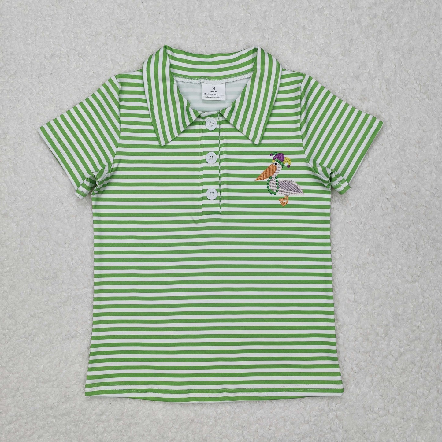 Baby Boy Short Sleeves Duck Green Stripes Shirt Tops