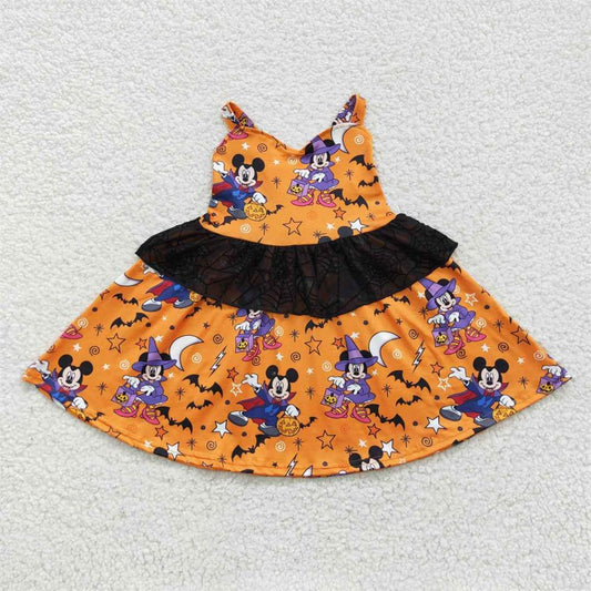 GSD0453 Baby Girl Halloween Pumpkin Sleeveless Twirl Dress