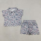 Baby Girls Kids Short Sleeves Grey Camo Zipper Shirt Scallop Shorts Set Clothes RTS