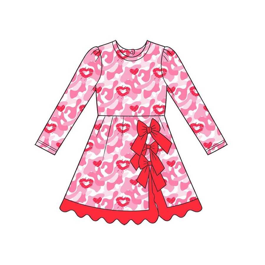 ( Moq 5 ) Preorder Baby Girls Kids Hearts Camo Valentine Shorts Scallop Dress Yoga Active Clothes