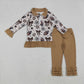 Sibling Boys Girls Kids Long Sleeves Football Stars Plaid Fall Zipper Romper Set RTS