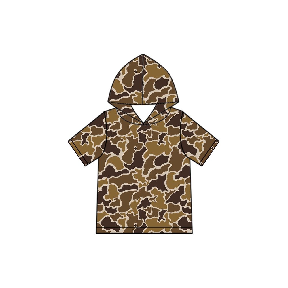 ( Moq 5 ) Preorder Baby Boys Toddler Camo Short Sleeves Hoodie Shirt Tops Clothes