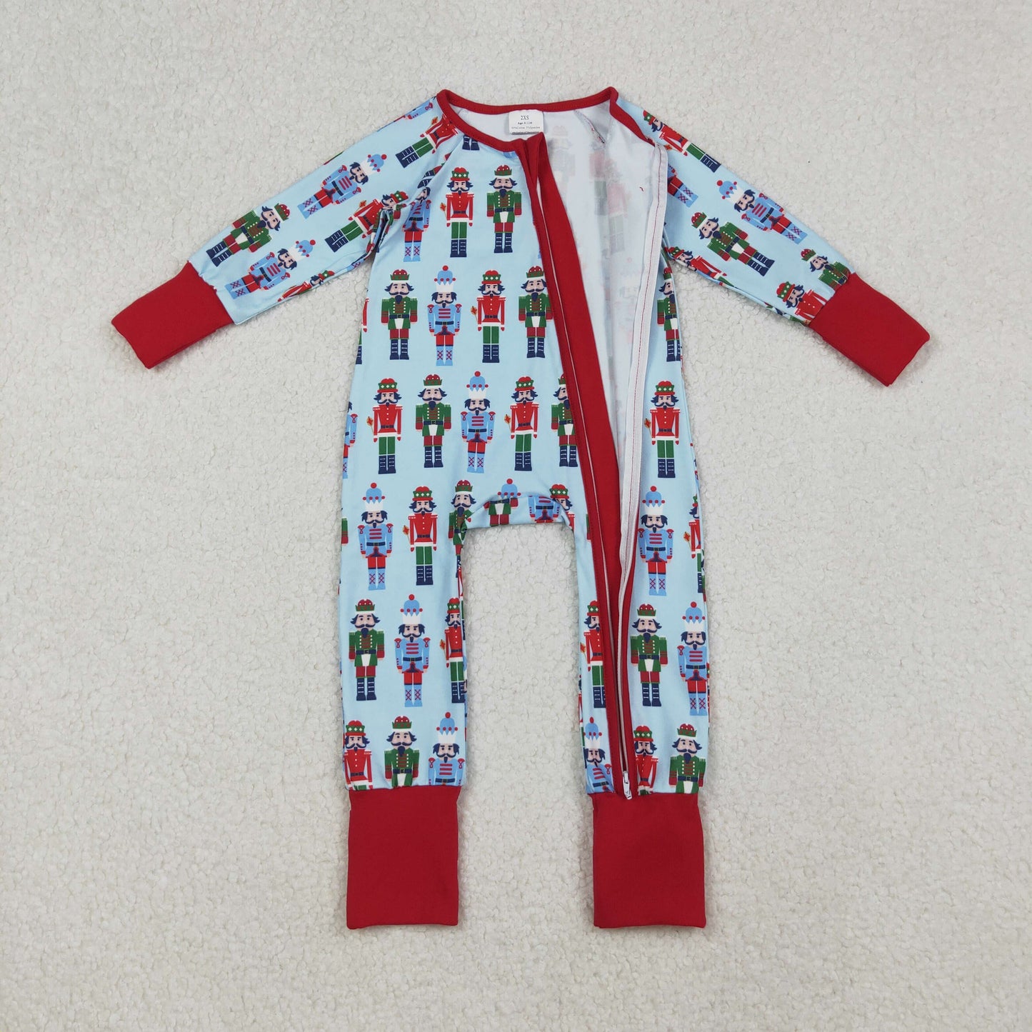 Baby Boy Long Sleeves Soldier Christmas Zipper Pajamas Romper RTS
