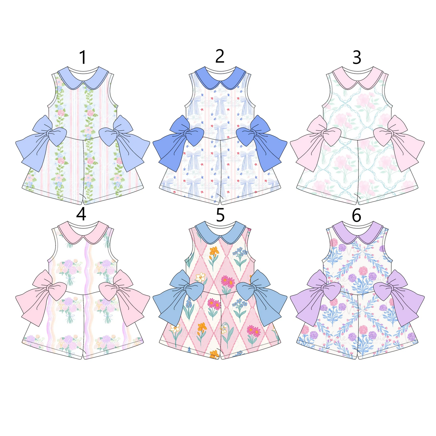 Baby Girl Sleeveless Flower Bows Sibling Jumpsuit ( Moq 5 Each Style ) 4.1