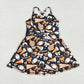 Baby Girl Sleeveless Orange Football Bows Cheer Summer Yoga Active Dress RTS