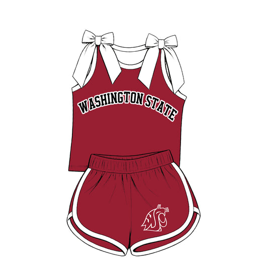 ( Moq 5 ) Baby Girls Kids Sleeveless Bows Shirt Shorts Team Set Clothes