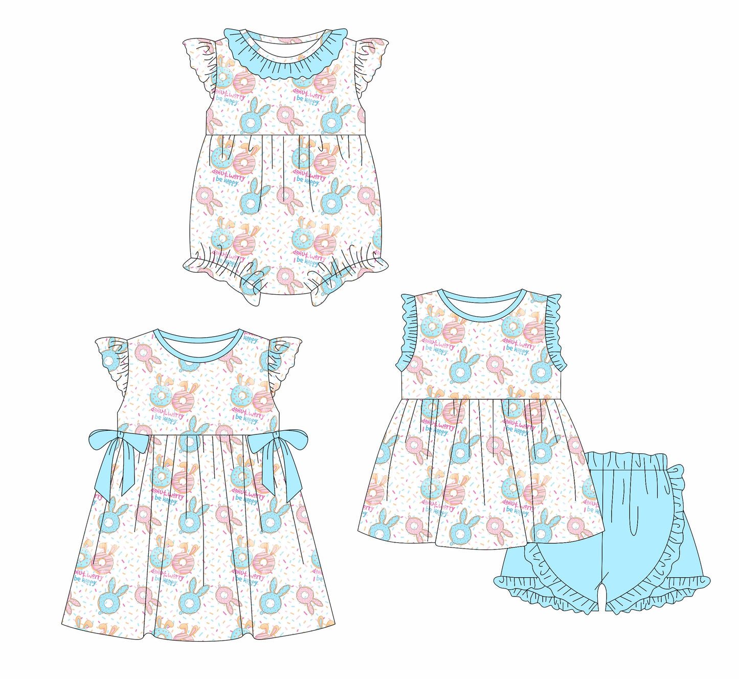 Baby Girl Easter Rabbits Sibling Romper Dress Set ( Moq 5 Each Style ) 12.30