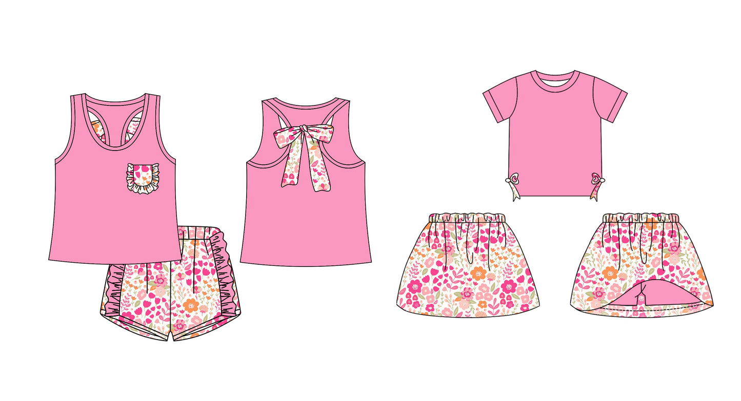 Baby Girl Pink Sleeveless Bows Flower Sibling Set ( Moq 5 Each Design ) 12.13