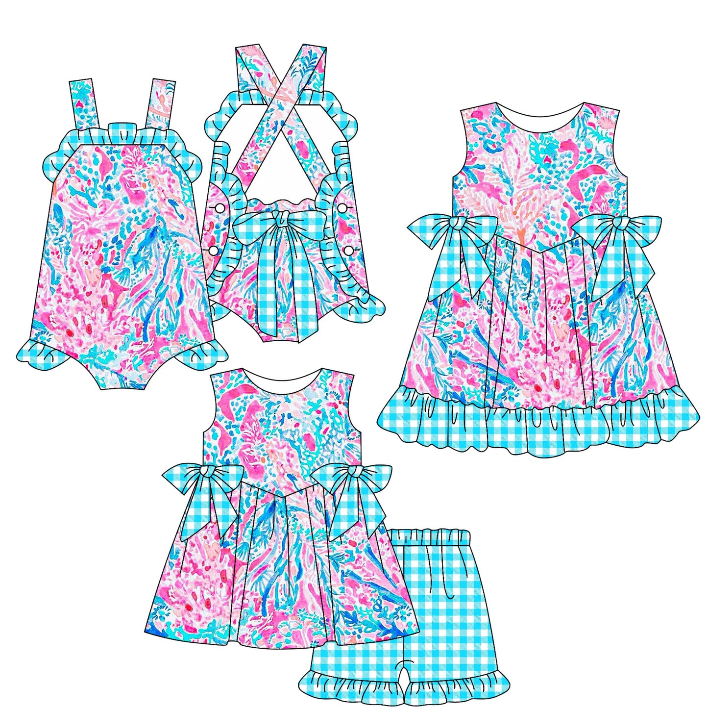 Baby Girl Straps Bows Sibling Romper Dress Set ( Moq 5 Each Style ) 2.17