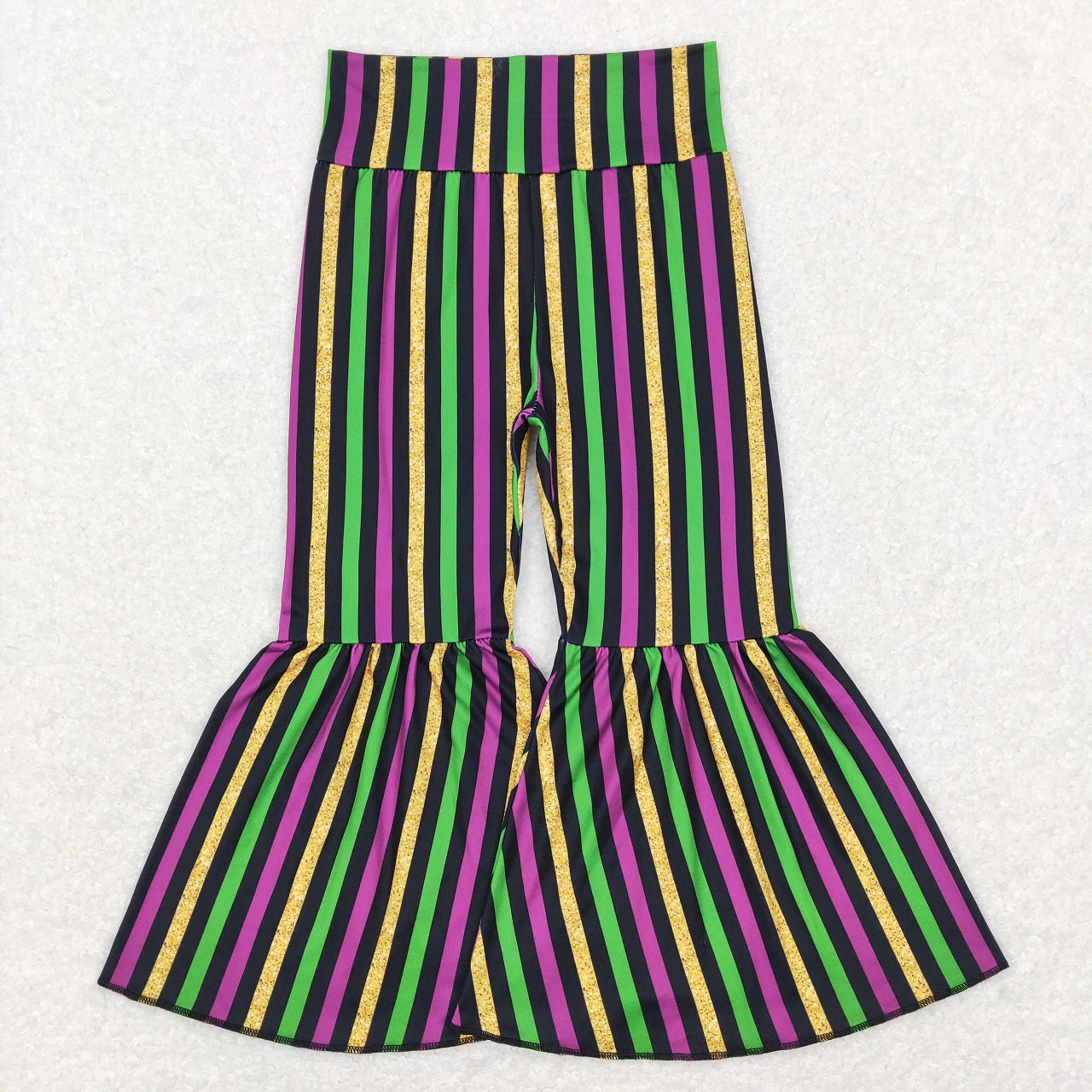 P0405 Baby Girl Mardi Gras Stripes Bell Pants