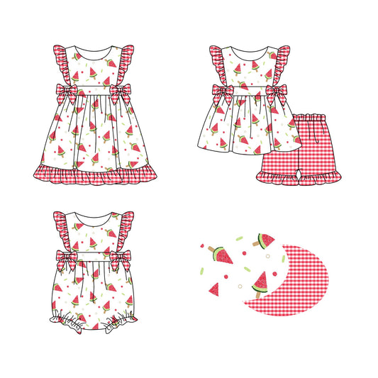 Baby Girl Watermelon Bows Sibling Romper Dress Set ( Moq 5 Each Style ) 1.8