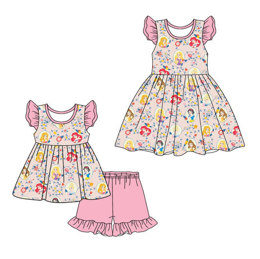 Baby Girl Short Sleeves Princess Flower Sibling Dress Set ( Moq 5 Each Design ) 12.11