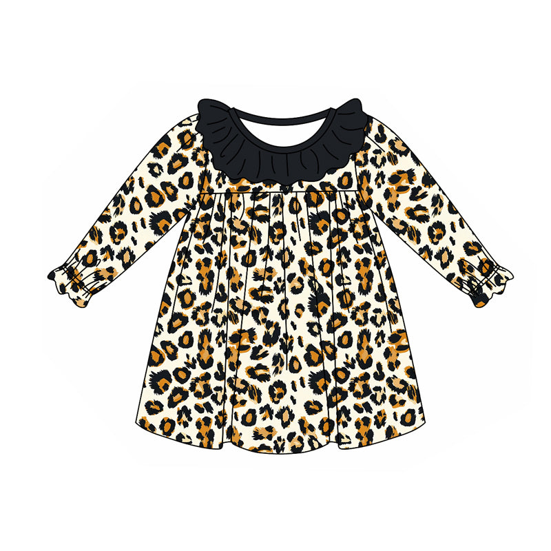 Baby Girl Long Sleeves Leopard Ruffle Dress