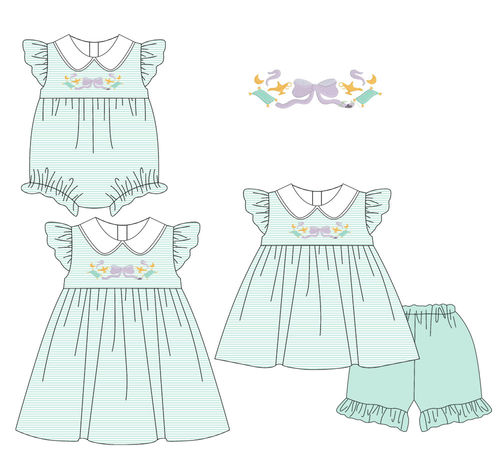 Baby Girl Bows Princess Stripes Sibling Romper Dress Set ( Moq 5 Each Style ) 1.16