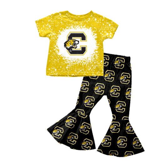 Baby Girl Yellow Tee Shirt Top Pants Team Set