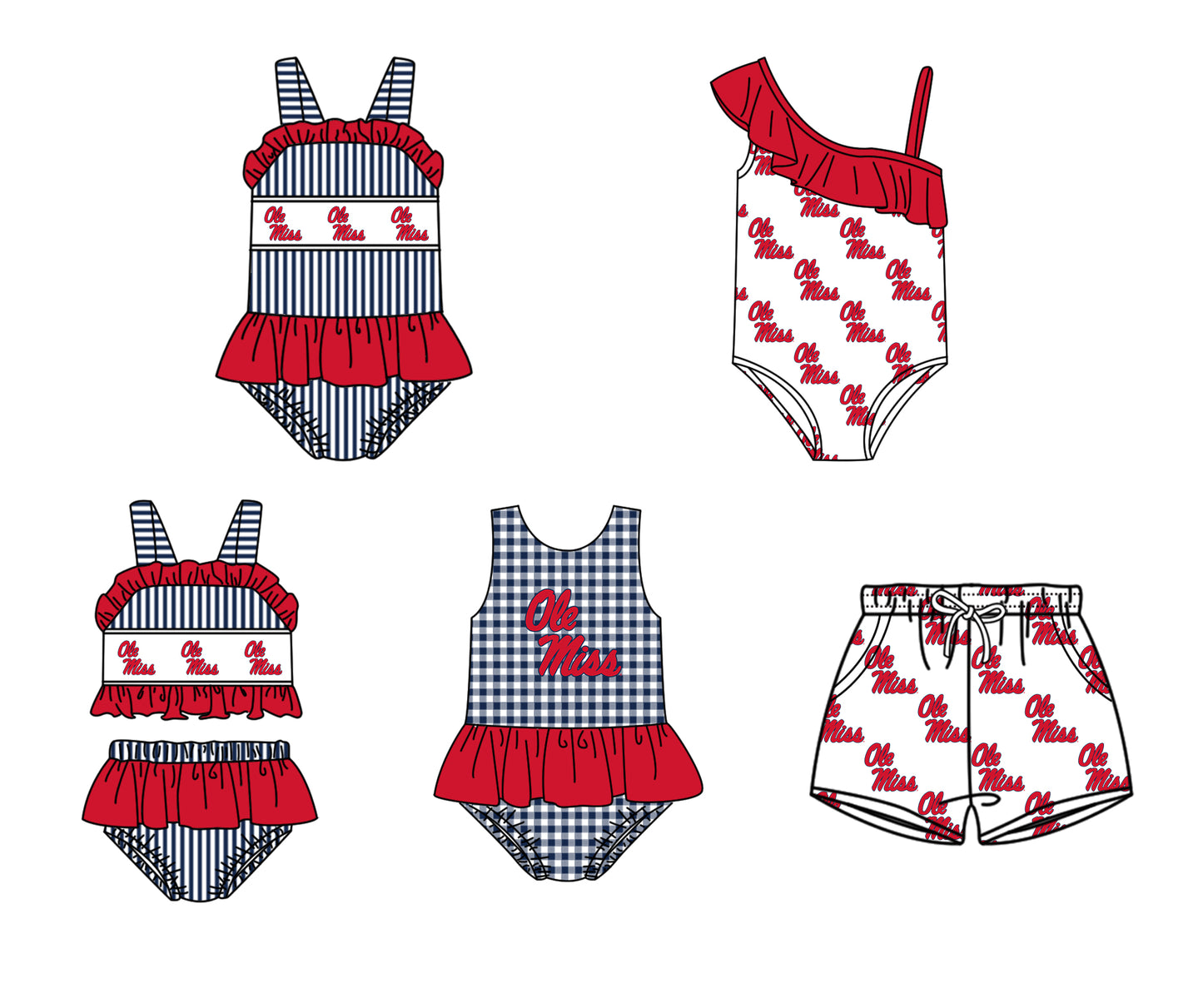 ( Moq 5 Each Style ) Baby Boys Girls Stripes Sibling Team Sets Swimsuits Clothes