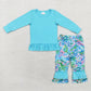 Baby Girl Cotton Blue Shirt Seaweed Pants Set