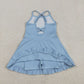 Baby Girls Kids Straps Yoga Active Blue Ruffle Knee Length Dress RTS