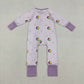 Kids Girls Infant Long Sleeves Donuts Boots Mardi Gras Purple Zipper Romper RTS