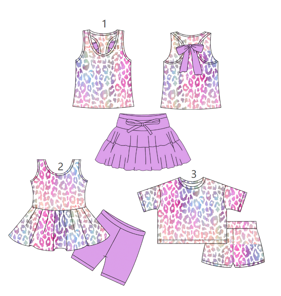 ( Moq 5 Each Style ) Sibling Baby Girls Kids Leopard Tops Shorts Summer Sets Clothes