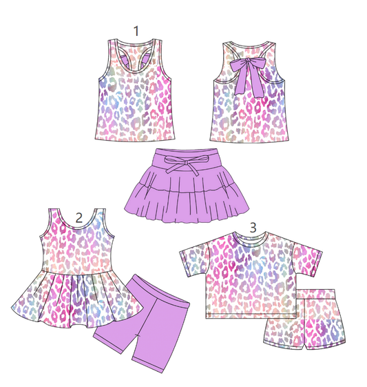 ( Moq 5 Each Style ) Sibling Baby Girls Kids Leopard Tops Shorts Summer Sets Clothes