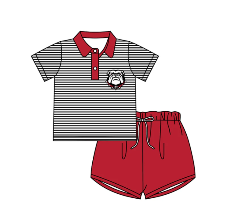 Baby Boy Short Sleeves Dog Stripes Team Shirt Shorts Clothes Set