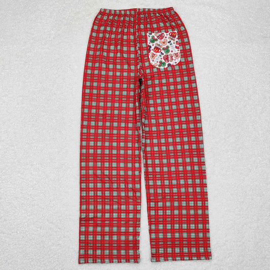 Adult Women Christmas Plaid Cartoon Pocket Pants Pajamas