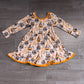 Baby Girls Kids Long Sleeves Happy New Year Knee Length Dress Clothes RTS